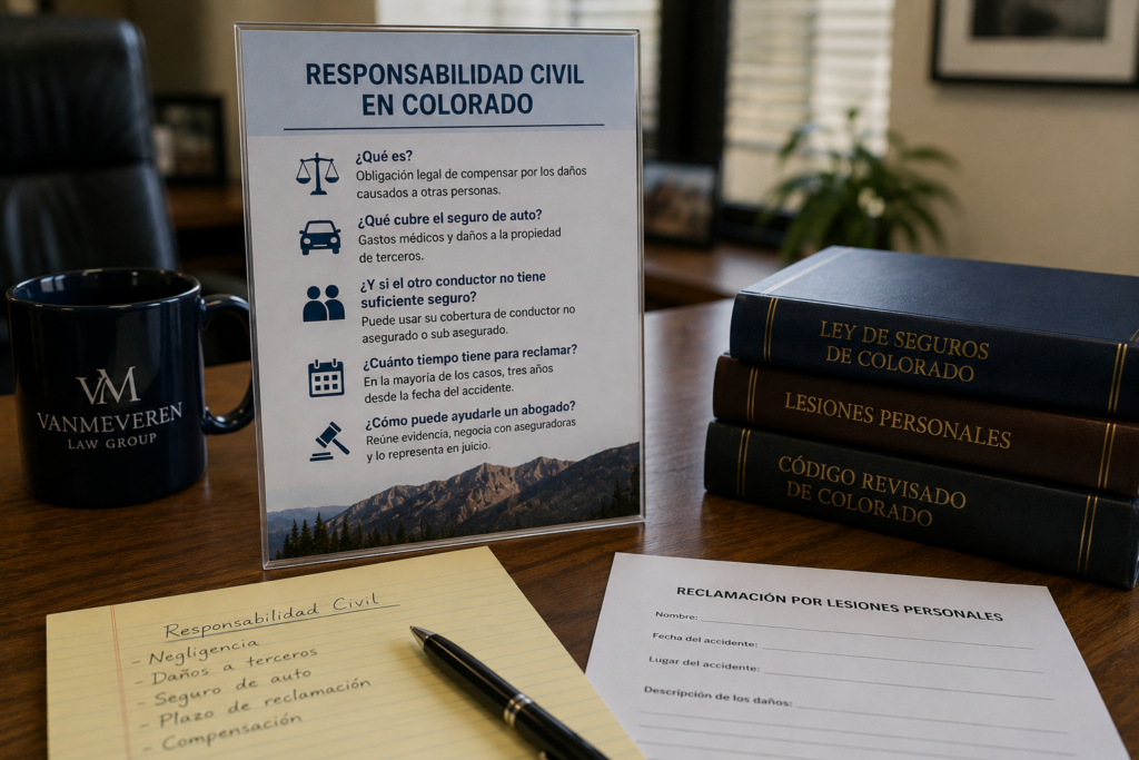 Responsabilidad civil en Colorado y cobertura de seguro de auto.